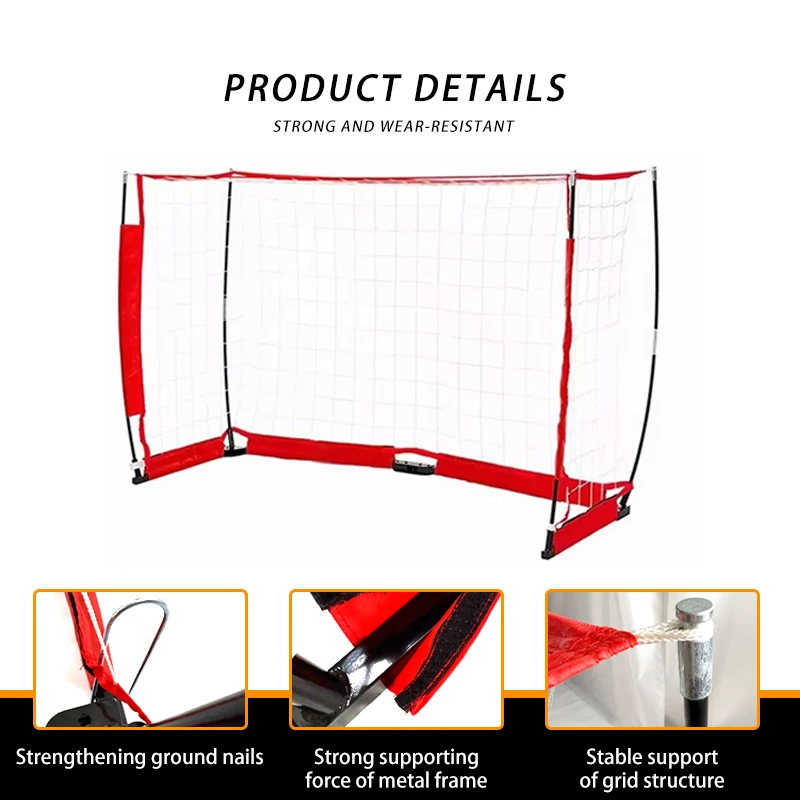 تجميع هدف كرة القدم الفولاذي البسيط، شبكة كرة القدم المحمولة الخارجية بطول 6 × 4 أقدام