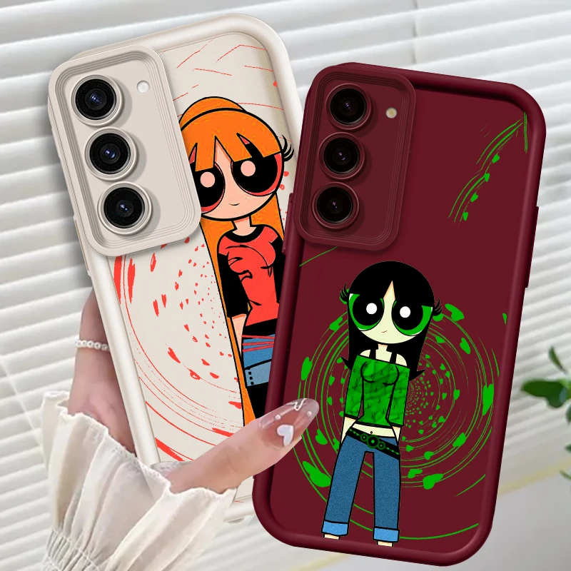 The-P-Powerpuff-Girls Popular For Samsung Note 20 S24 S23 S22 S21 S20 Ultra Plus FE A25 A23 A22 A55 A35 5G Eye Ladder Cover