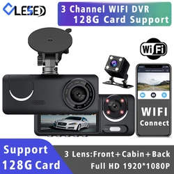 Wifi 3 canali Lens Car Dvr Camera Dash Cam HD1080P interni veicolo Mini registratore Video Dashcam Camcorder Black Box