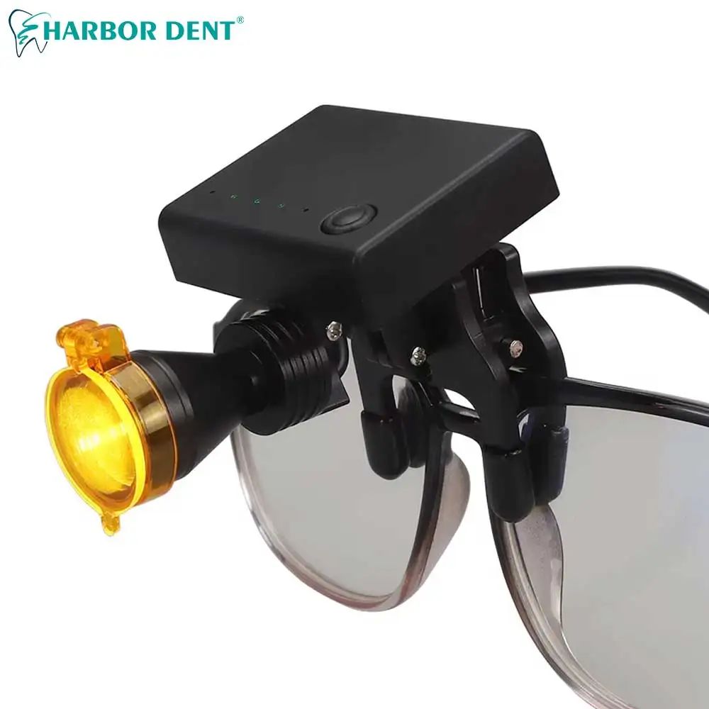 

5W LED Dental Headlight Portable Oral Head Lamp For Dentist Loupe Adjustable Brightness with Yellow Filter Rechargeable Battery