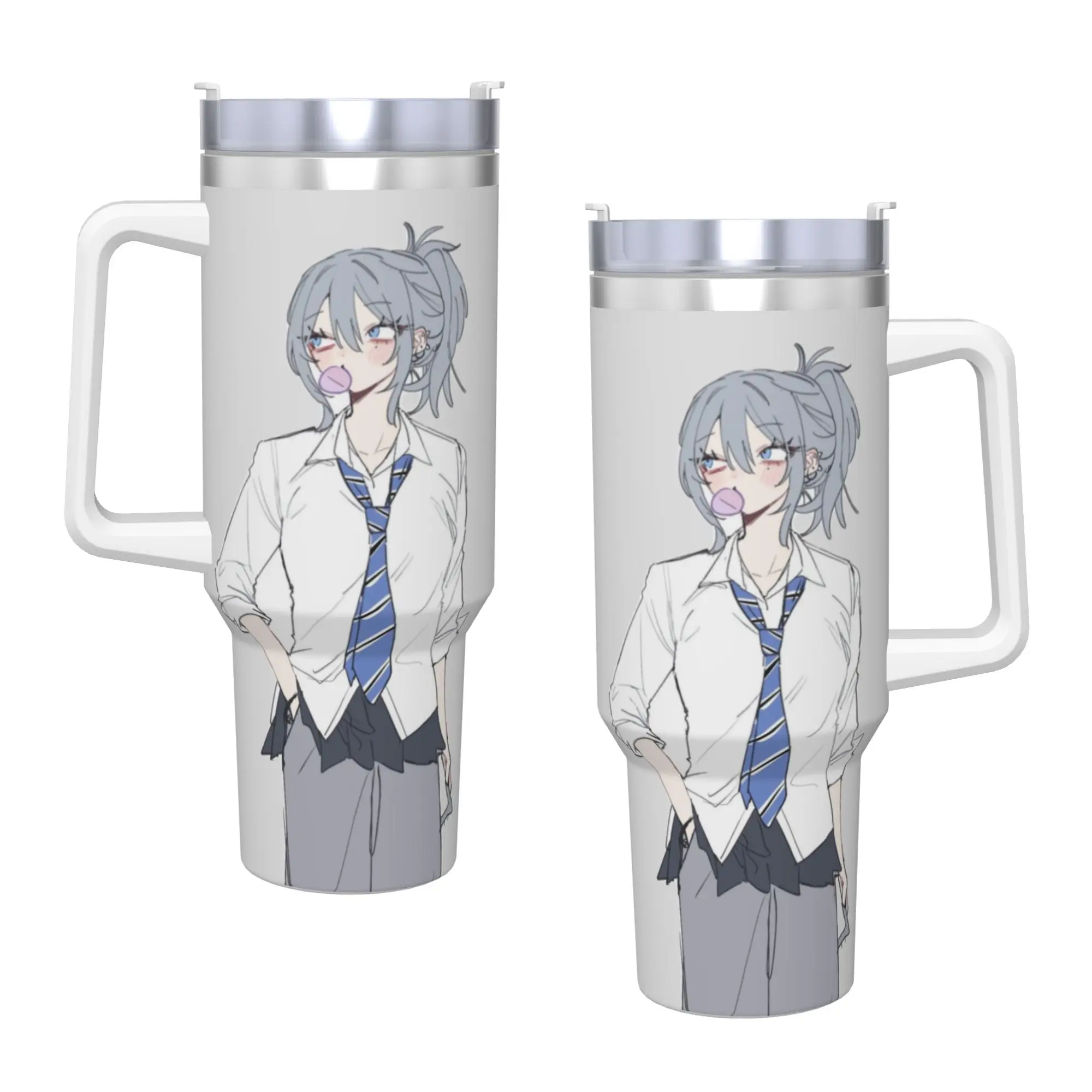 Stainless Steel Tumbler Haimiya Senpai Wa Kowakute Kawaii Manga Thermal Mug  Portable Hot Drinks Mugs Cup Custom Water Bottle
