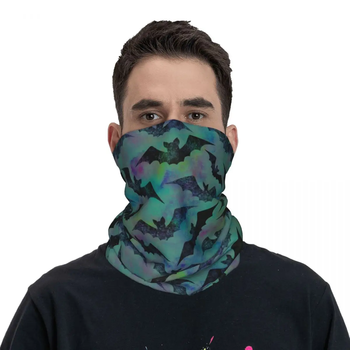 Bat Halloween Bandana Neck Cover Printed Watercolor Grunge Magic Scarf Multi-use Headband Running Unisex Adult Washable