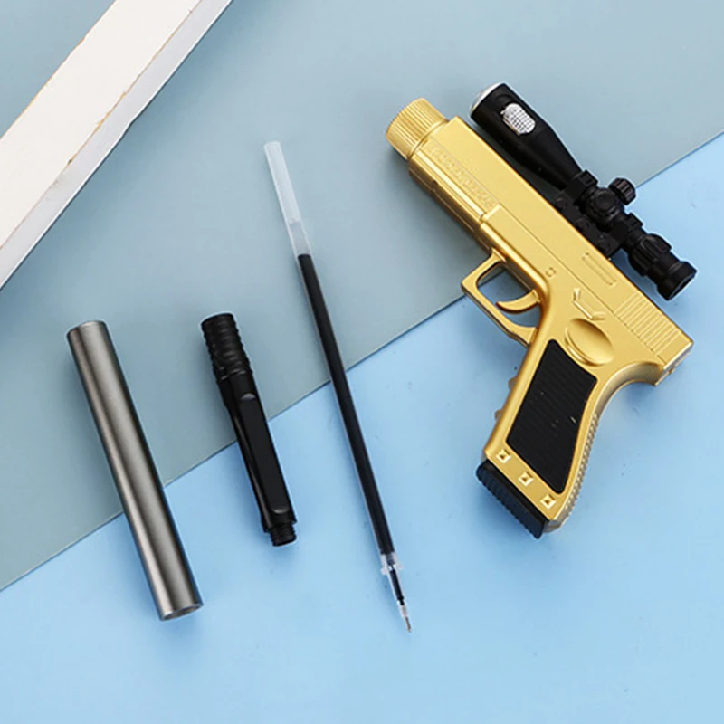 Random 1Pc Creative Gun Shape Gel Pen With LED Light Office Student Gift Writing Pens Funny Toy Sniper Gun Pen Shape Stationery