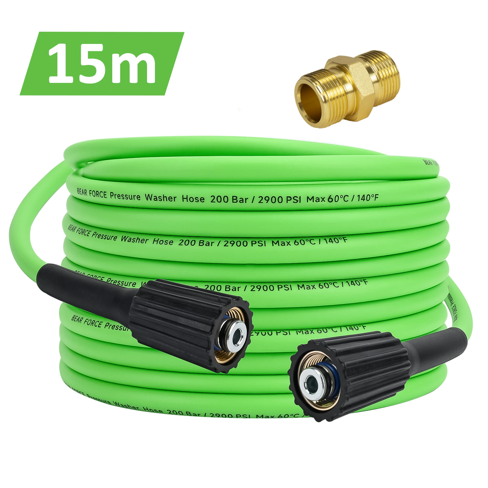 

Супергибкий шланг для мойки высокого давления, 15 м/50 футов, 2900 фунтов на квадратный дюйм, устойчивый к ударам шланг для мойки мощности, 1/4, удлинительный шланг для автомойки M22-контактный, 14/15