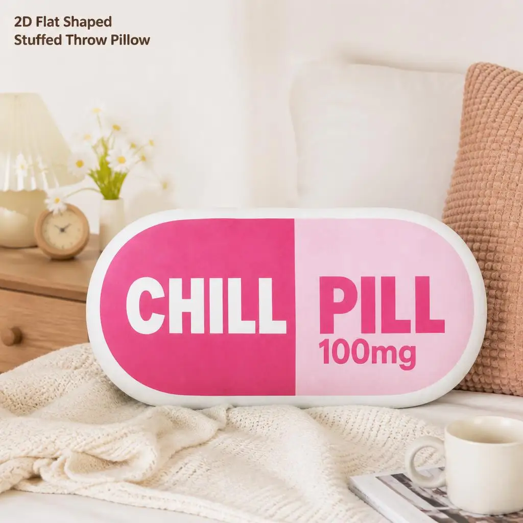 Funny Chill Pill Capsule Plush Pillow Cushion Irregular Stuffed Throw Pillow Home Decor Gift Sofa Bed Home