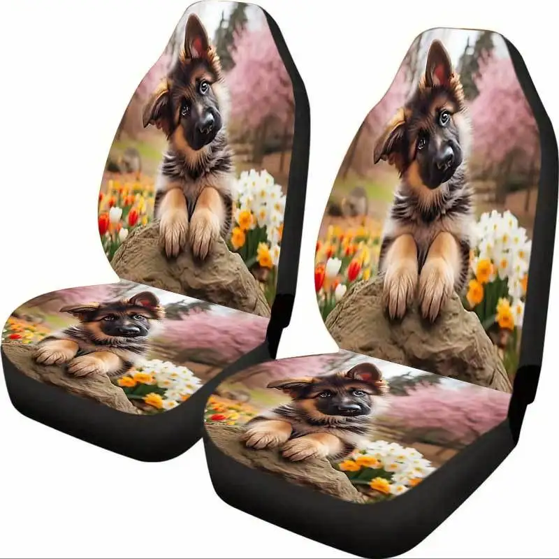 Two Pieces Of Spring Flower Dog Car Seat Covers, Cozy And Adorable, Designed For Everyone, Providing Universal Seat Protection,