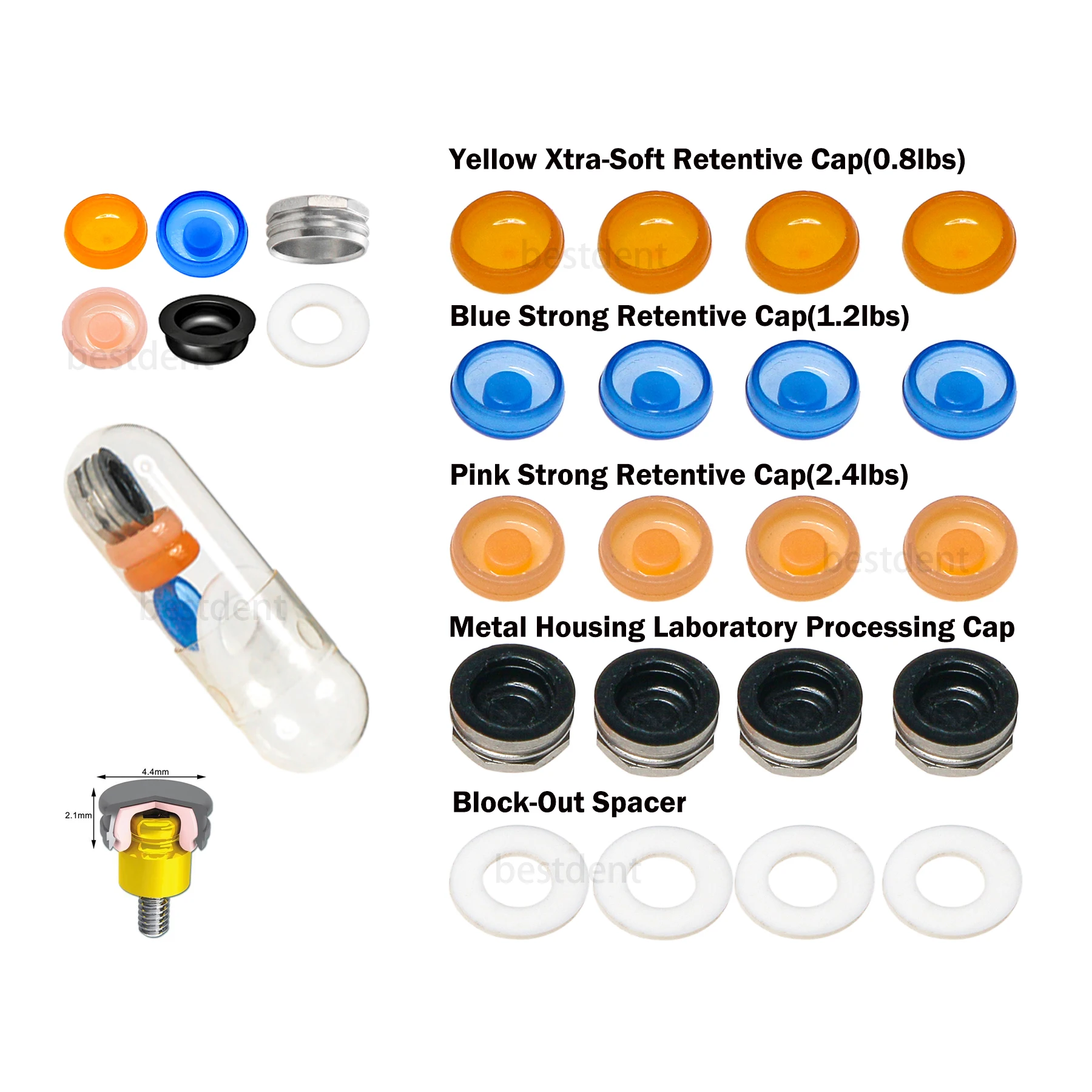 

Dental Locator in Abutment Male Retention Cap Inserts Fit Compatible Hiossen Nobel Active ITI Zimmer