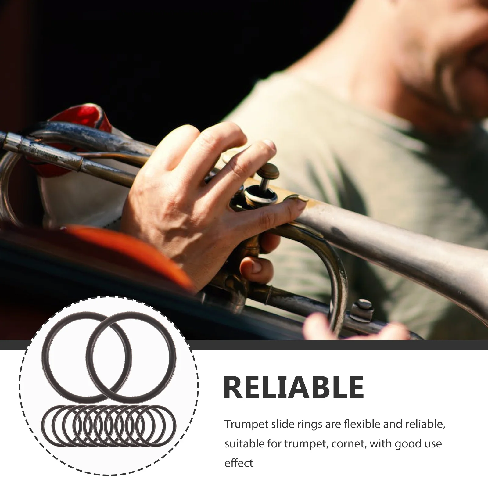 

20pcs Trumpet Slide Rings Rubber Durable Flexible Replacement Parts Musical Instruments Small Silencer Lightweight