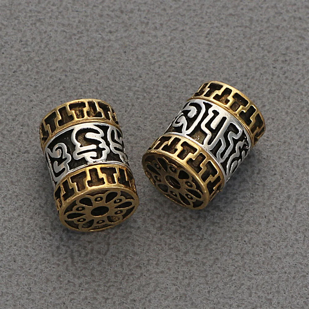 5Pcs Vintage Golden Silver Plated Cast Metal Striped Hollow Tube Spacers Charms Beads For Diy Necklace Jewelry Making