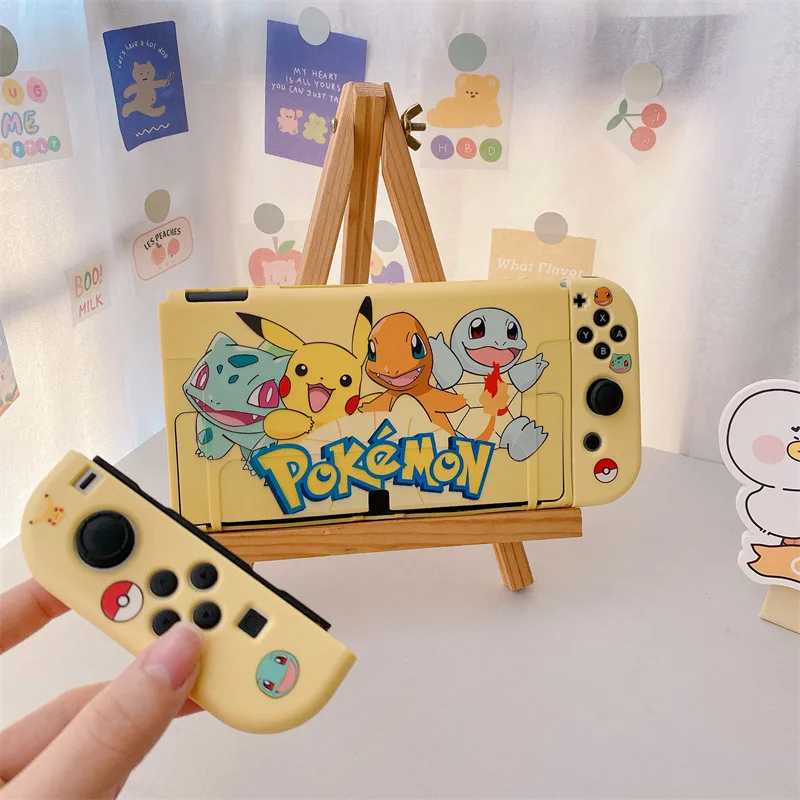 Pikachu dos desenhos animados para interruptor caso escudo protetor caixa de habitação dividida para nintendo switch acessórios oled ns console tpu fundas