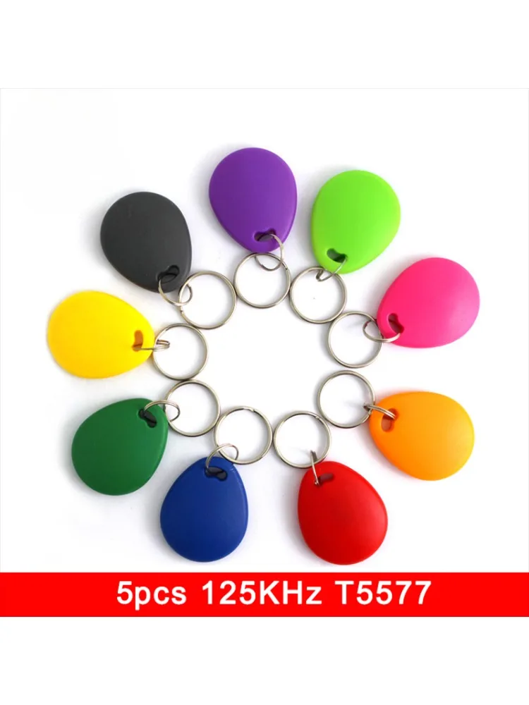 Étiquette RFID réinscriptible T5577 EM4305, 5 pièces, étiquette en double réinscriptible, peut copier une carte 125kHz, jeton de proximité, porte-clés