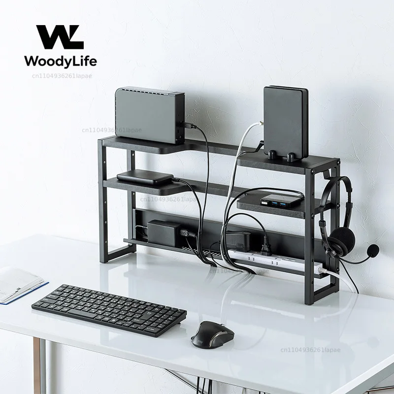 Multifunctional Carbon Steel Router Storage Rack behind Screen Cable Organizer Socket Holder Space-Saving Sundries Organizer
