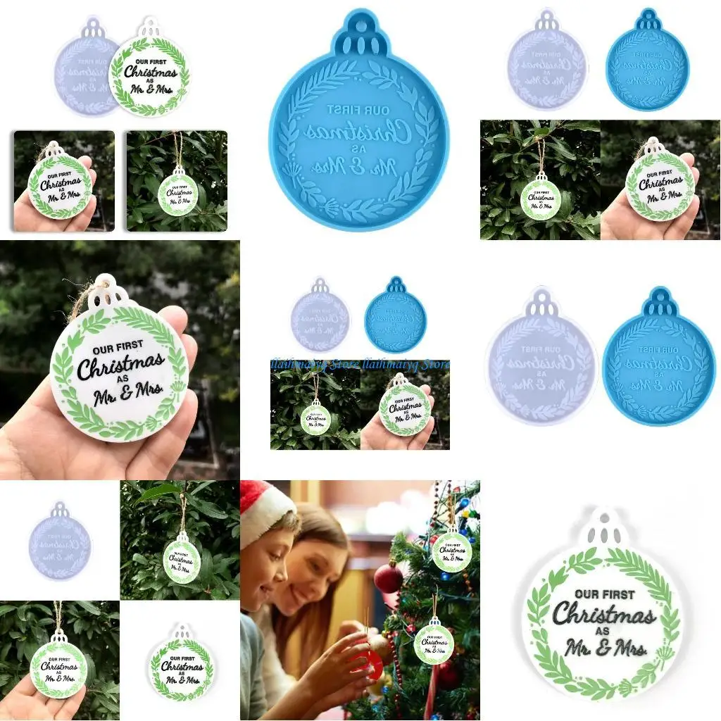 

573B Shiny Glossy Silicone Molds Christmas Tree Round Listing Keychain Mold DIY Pendant Ornaments Epoxy Resin Crafting Molds