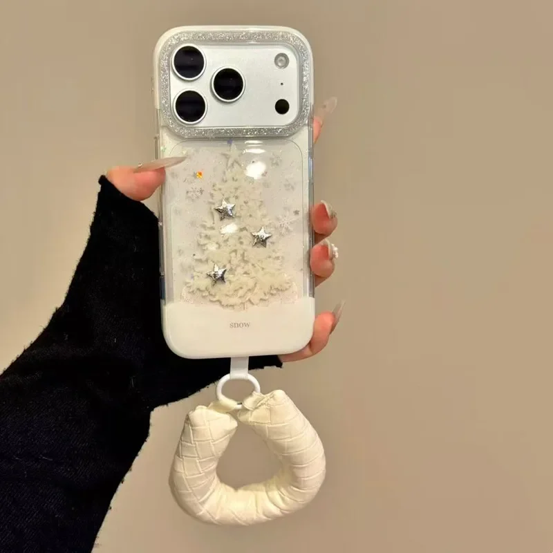 

Роскошный чехол для телефона с 3D белыми звездами и рождественской елкой для IPhone 17 Air 16 15 14 13 12 11 Pro Max, противоударная мягкая задняя крышка с милой собакой