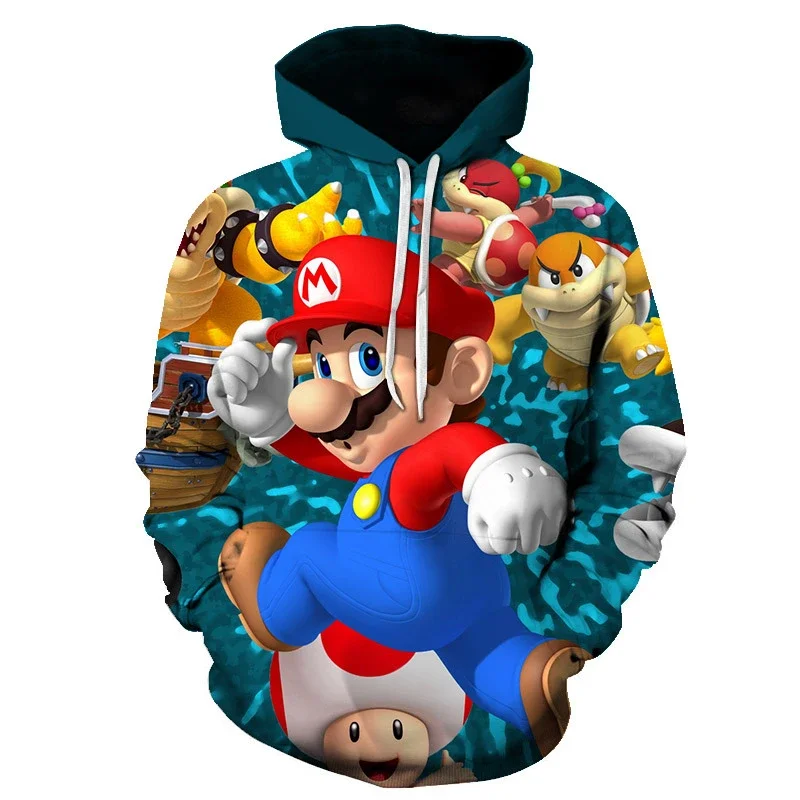 Super Marios Bros Cosplay Hoodies for Adult and Children Costume Bowser Yoshi Peach Luigi 3D Print Hooded Men Women Sweatshirt