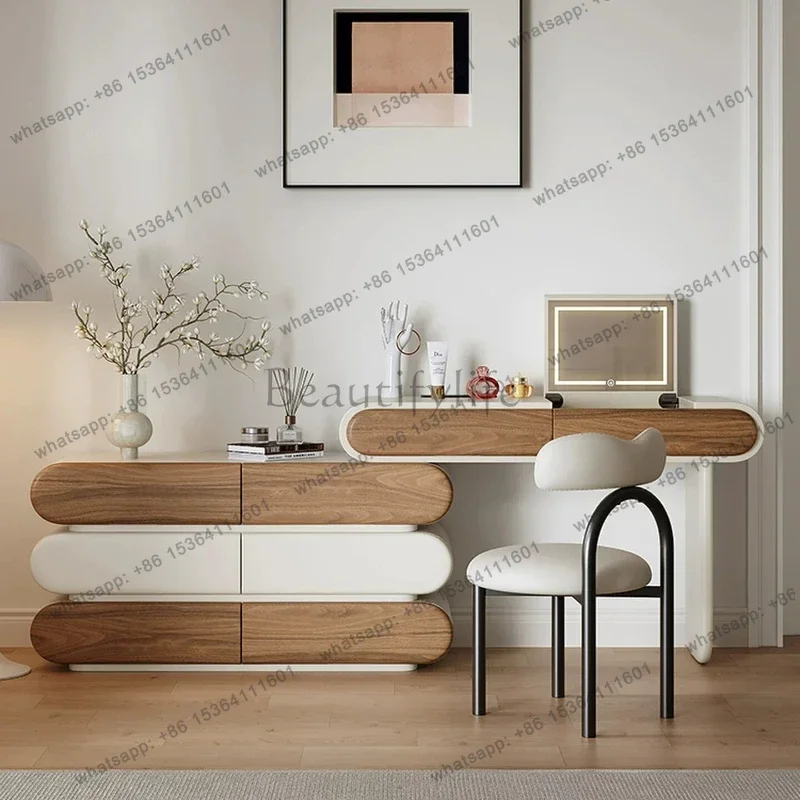 FG Wood Modern Dressing Table Bedroom Comfortable Beauty Makeup Desk Vanity Table Organizer Drawers Penteadeira Trendy Furniture