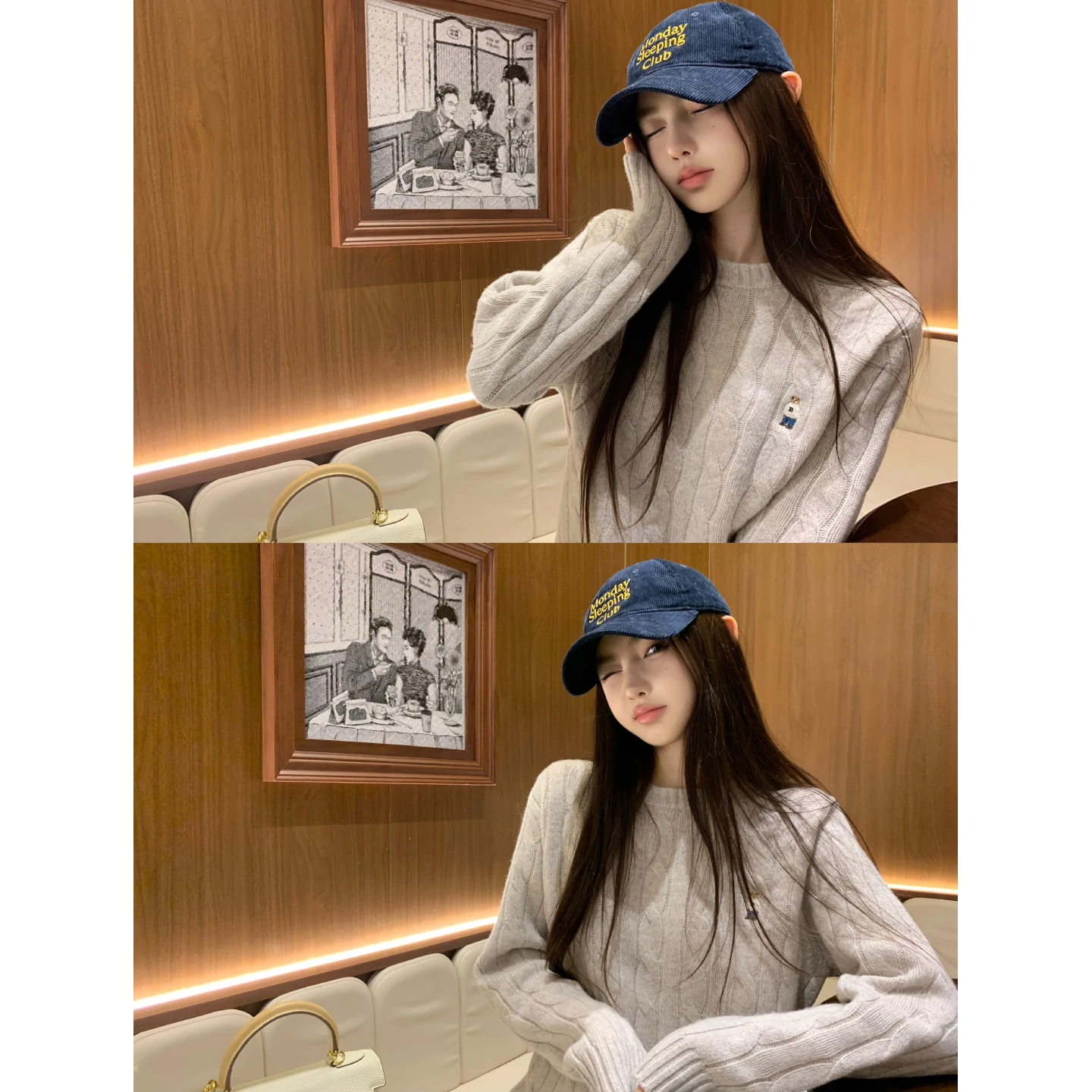 

Женский вязаный свитер OKMAOP Lazy Girl с круглым вырезом, облегающий пуловер для офиса, весна 2026, длинный вязаный топ