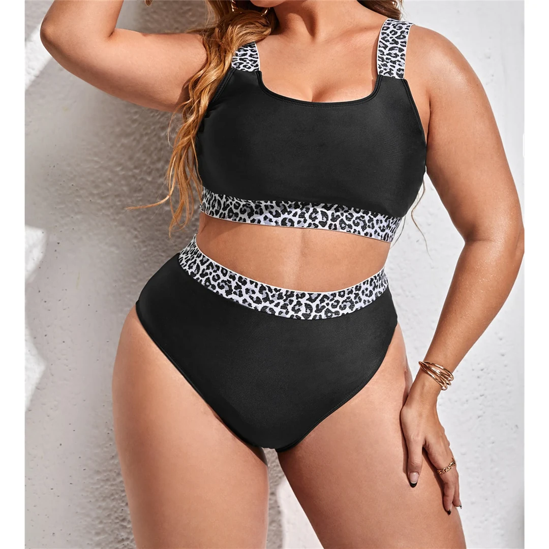 0XL - 4XL Splicing-Bikini, Plus-Size-Badebekleidung, Damen-Badeanzug, zweiteiliges Bikini-Set, Badeanzug, V3785B – Detail 3