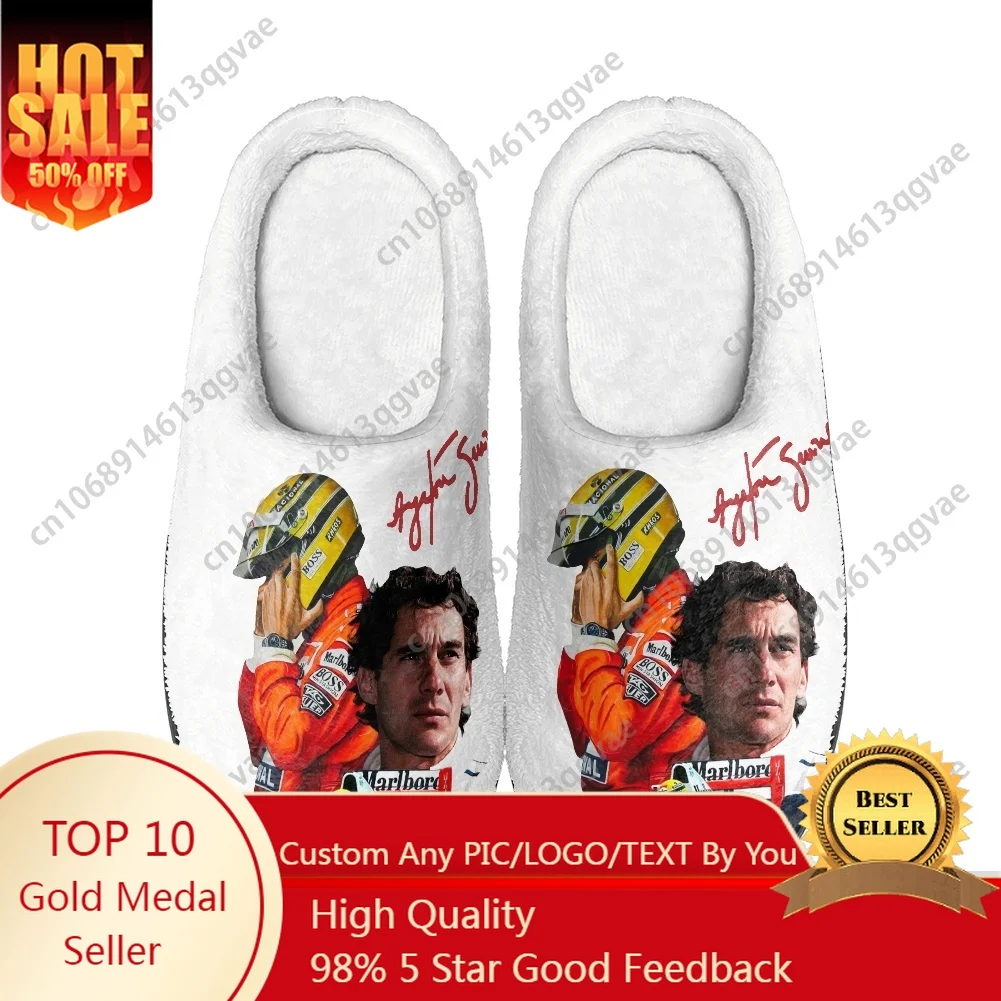 

Ayrton Senna Home Cotton Slippers Mens Womens Teenager Plush Bedroom Keep Warm Shoes Custom Slipper