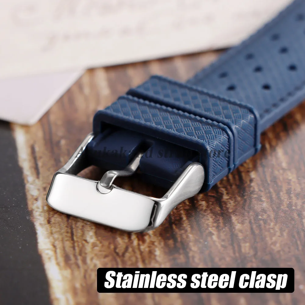 20mm 22mm Silicone Watchstrap for Omega for Moon Swatch Band Men Women Tropical Rubber Sport for Citizen for Oris Watch Bracelet view 3