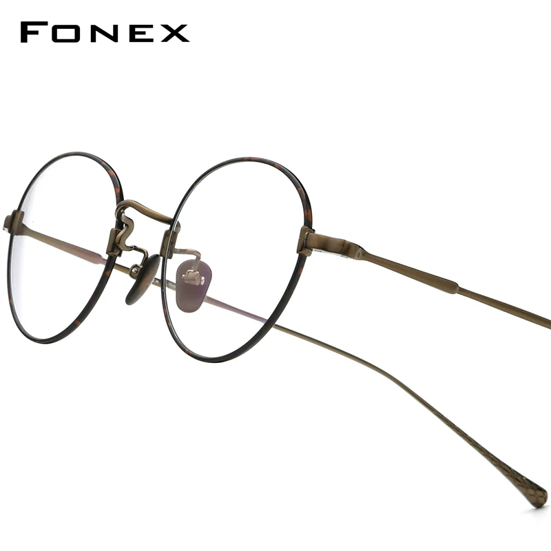 

FONEX Titanium Glasses Frame Women Brand Design Small Round Eyeglass Men Ultralight High Quality Retro Japanese Eyewear 85690