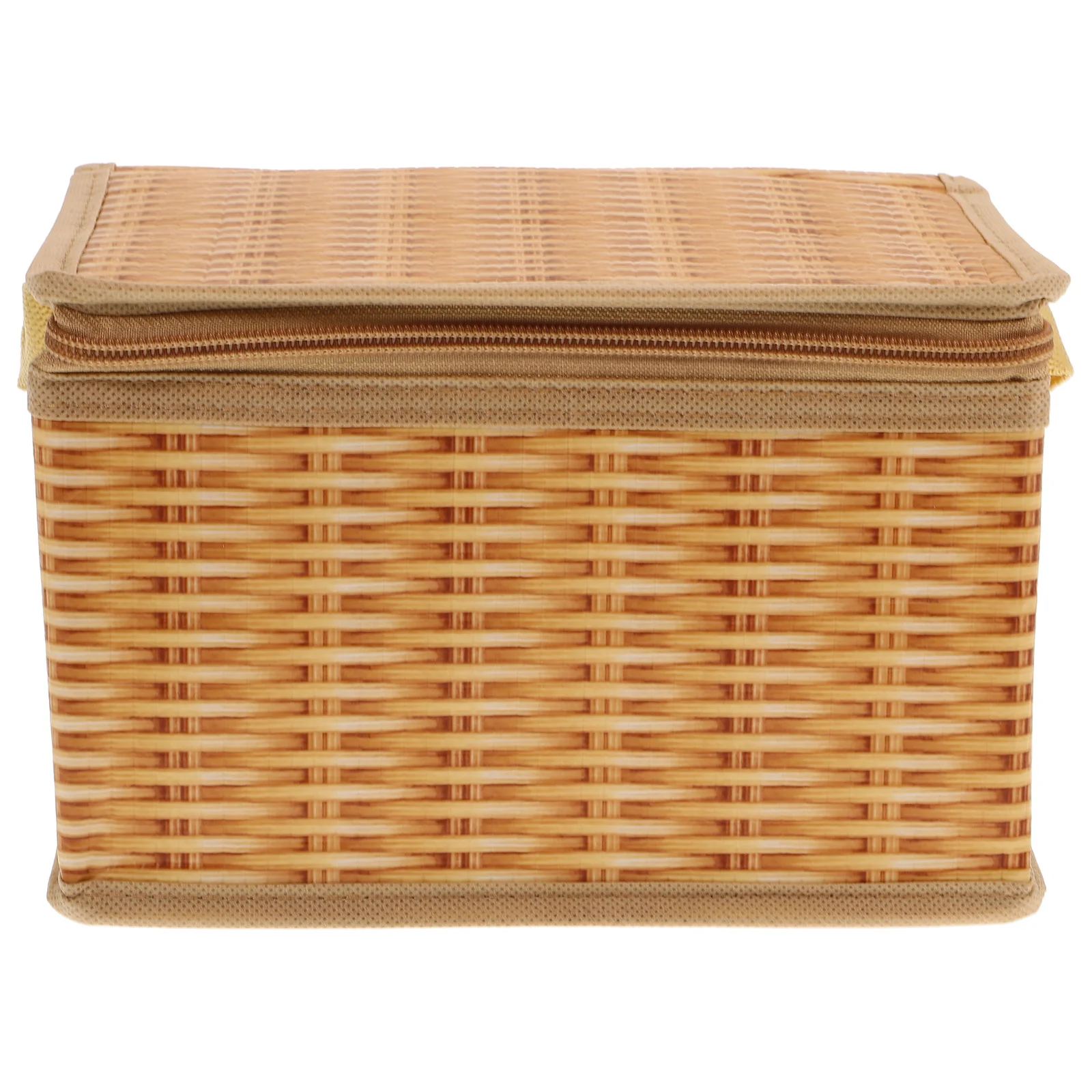 

1pc Insulation Lunch Bag Bento Pouch Portable Waterproof Thermal Tote For Picnic Outdoor Dining Simulation Straw-Woven Pattern