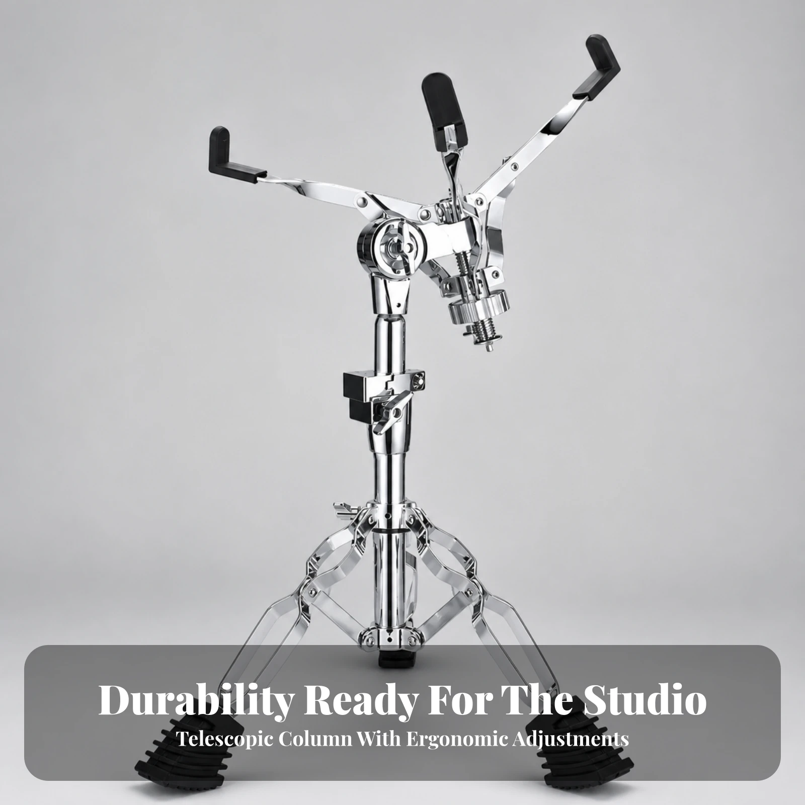 Steel Snare Drum Stand with Chrome Finish Non-Slip Adjustable Snare Stand Universal Fit Heavy-Duty for Drummers, Live Drumming
