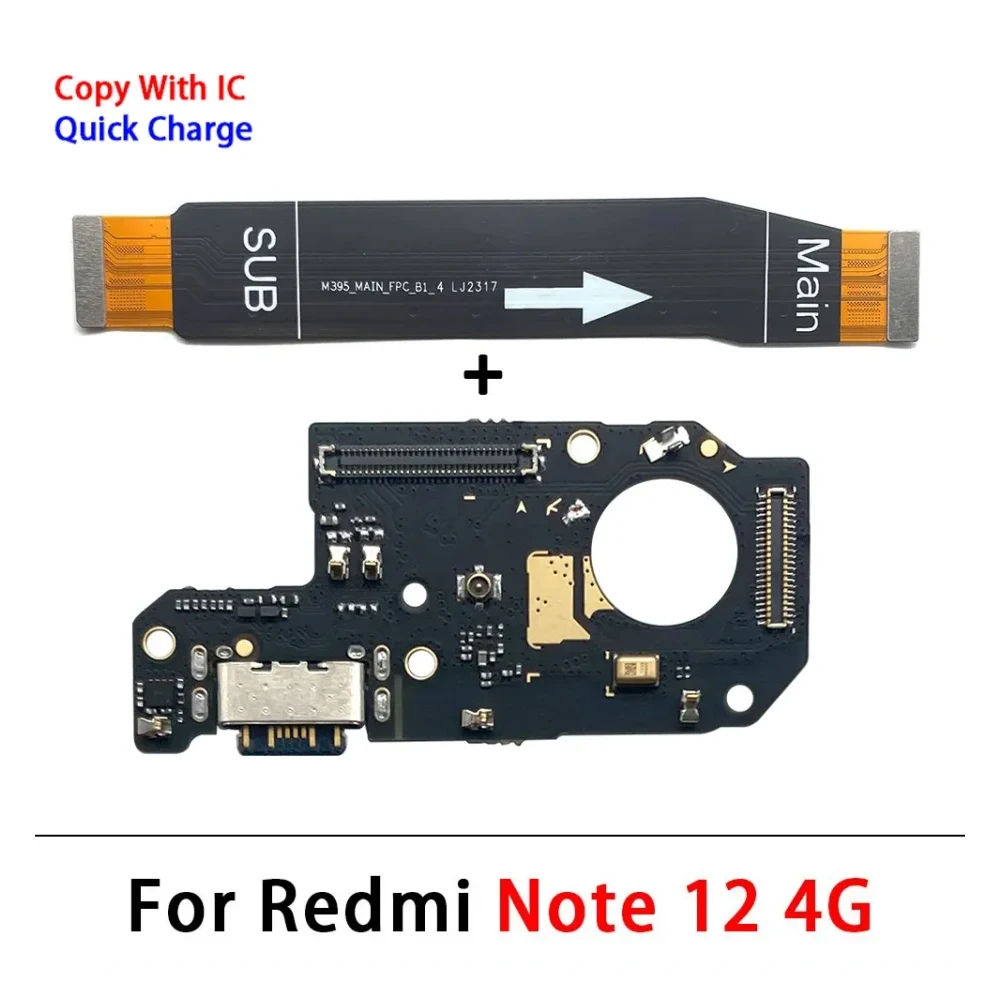 Cavo flessibile della scheda madre principale del caricatore di ricarica rapida USB per Xiaomi Redmi Note 12 Pro Plus 5G / Note 12 4G Dock Connector