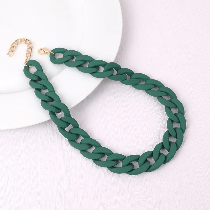 FishSheep Trendy Colorful Acrylic Chain Choker Necklaces For Women Statement Matte Resin Wide Chain Collar Neck Jewelry 2022 New image 3