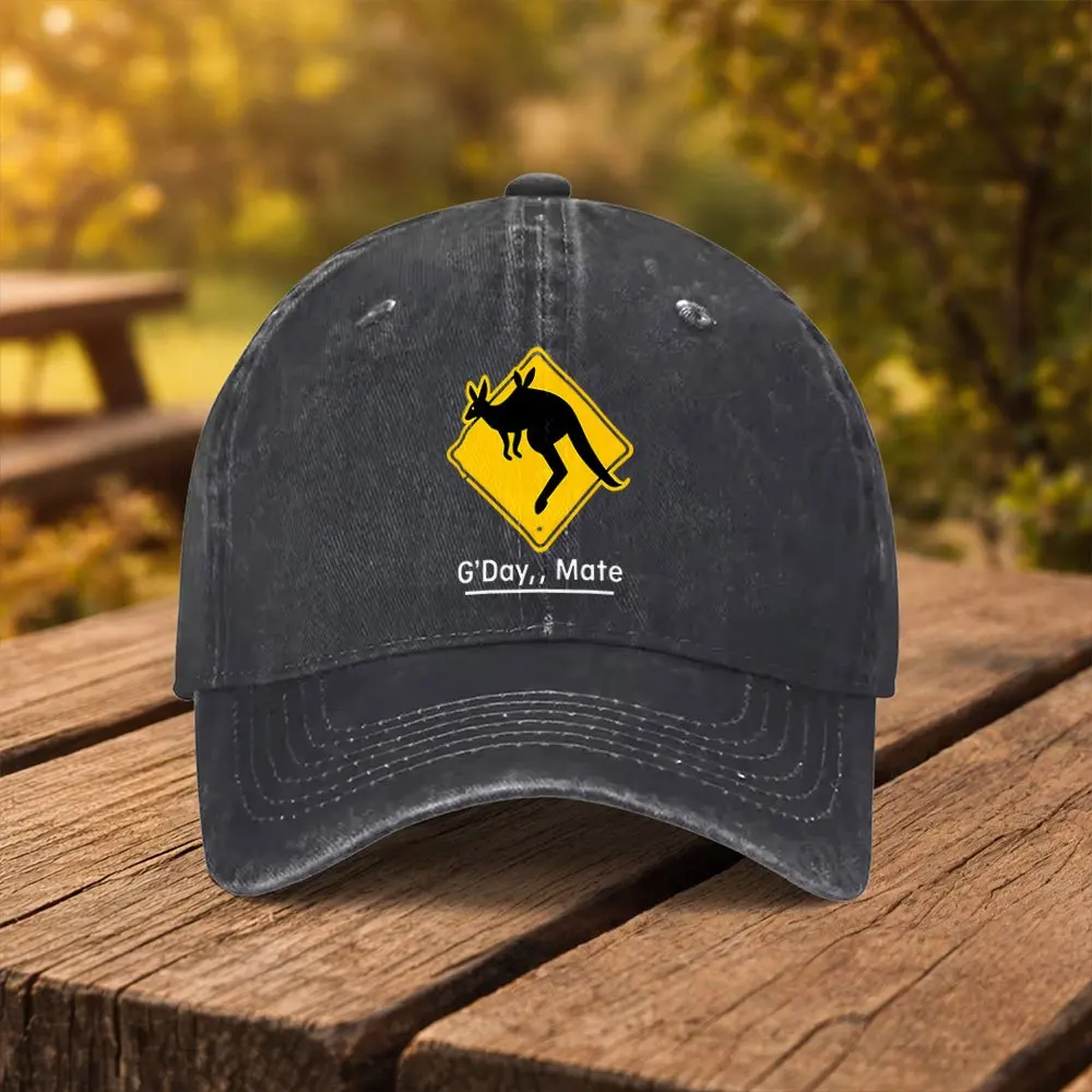 Australian Kangaroo Logo Print Baseball Cap, Unisex Fashion Duckbill Hat, Suitable for Outdoor Sports, Fitness, Travel, and Outi