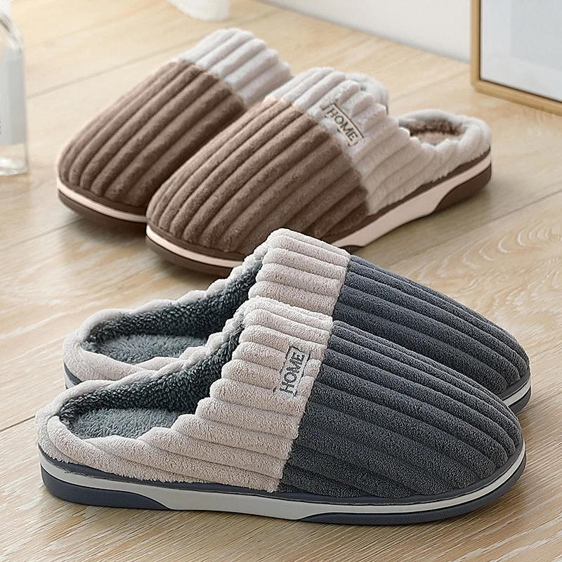 Nieuwe Grote Maat 48 49 Mannen Thuis Slippers Winter Warm Slipper Koppels Comfort Harige Schoenen Casual Schoenen Indoor Dikke Pluche Glijbanen