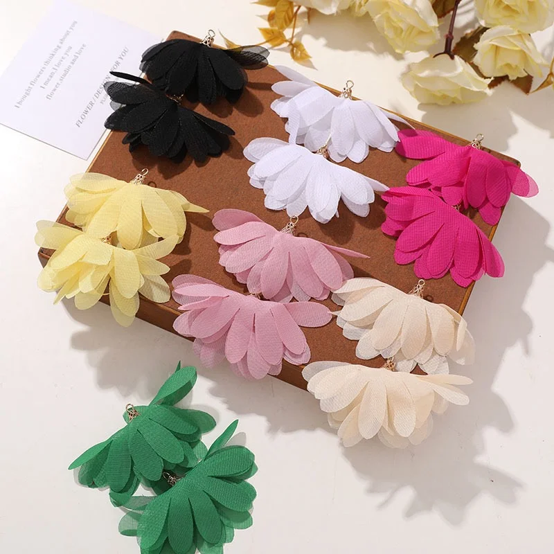 

New arrived 40pcs/lot color chiffon petal decoration handmade tassel beads diy jewelry garment pendant accessory