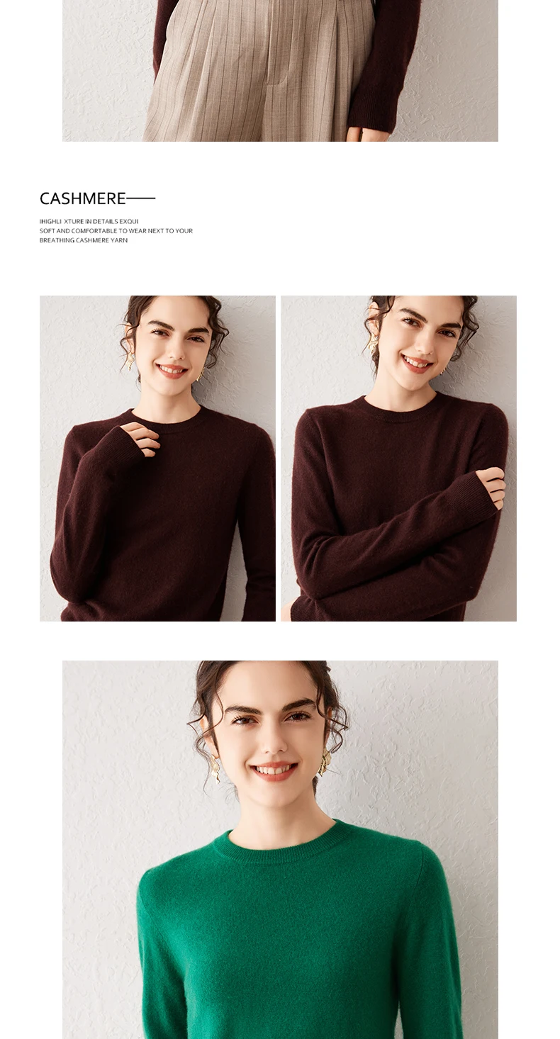 Damen 100% Reiner Kaschmir-Pullover 2026 Herbst Winter Rundhals Langarm Warm Weich Gestrickter Pullover Neue Strick-Oberteile Damenkleidung – Detail 22