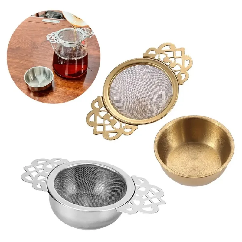 1pc Tea Strainer Double Ear Fine Mesh Stainless Steel Spice Infuser Filter Tea Maker Teaware Kitchen Accessories