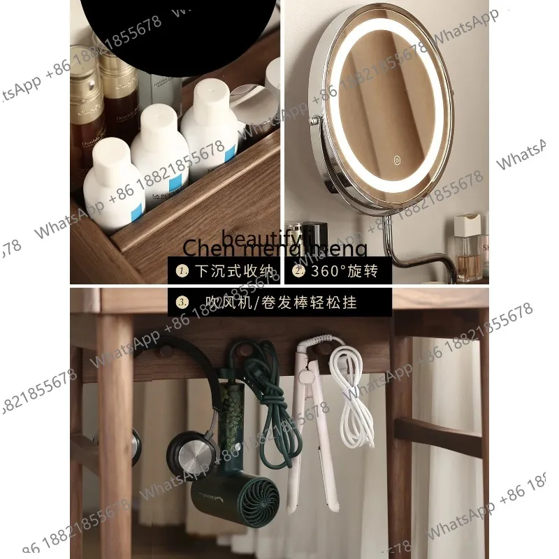 أمريكا الشمالية الجوز الأسود جميع خزانة الخشب الصلب الحديثة طاولة ماكياج بسيطة شقة صغيرة أثاث غرفة نوم سجل الرياح 3001