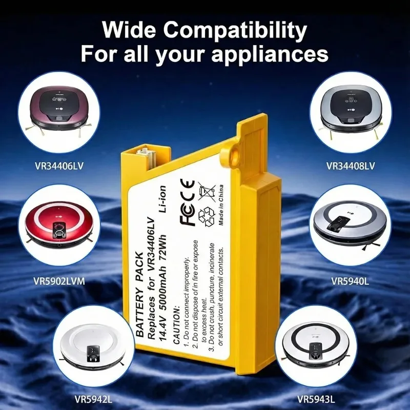 

4000mAh 14.4V Li-ion Battery For LG HomBot VR34406LV VR34408LV VR5902LVM VR5940 Vacuum Cleaner Powerful Rechargeable Bateria