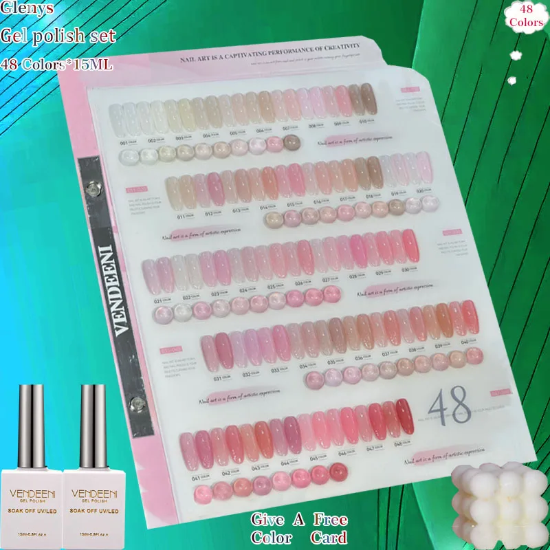 Glenys 48 color nail polish powder tender semi permeable immersion gel color matching card factory direct sales varnish set