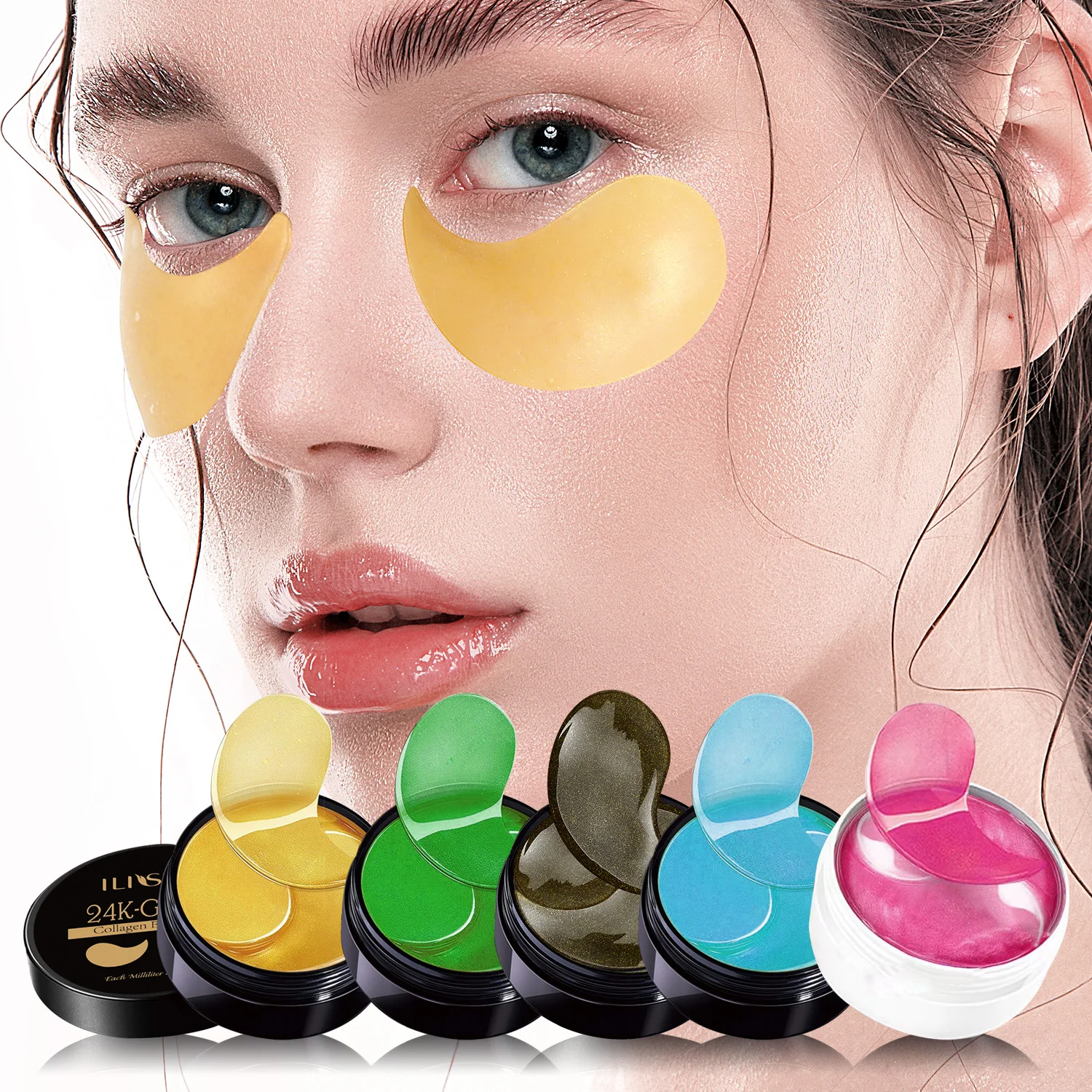 

Ilisya 60pcs-Gold Collagen Eye Mask Seaweed Green Algae Eye Patches for Dark Circle Hydrating Eye Pad Anti-Wrinkles Nourishing