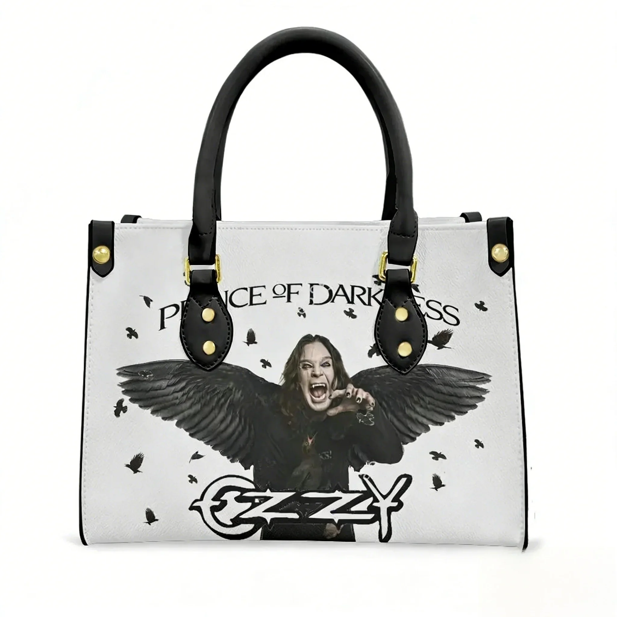 

Ozzy Osbourne Rock Band Tote Bag Purse Womens Mens Personalized Text Image PU Leather Handbag Business Shopping Gift Bags