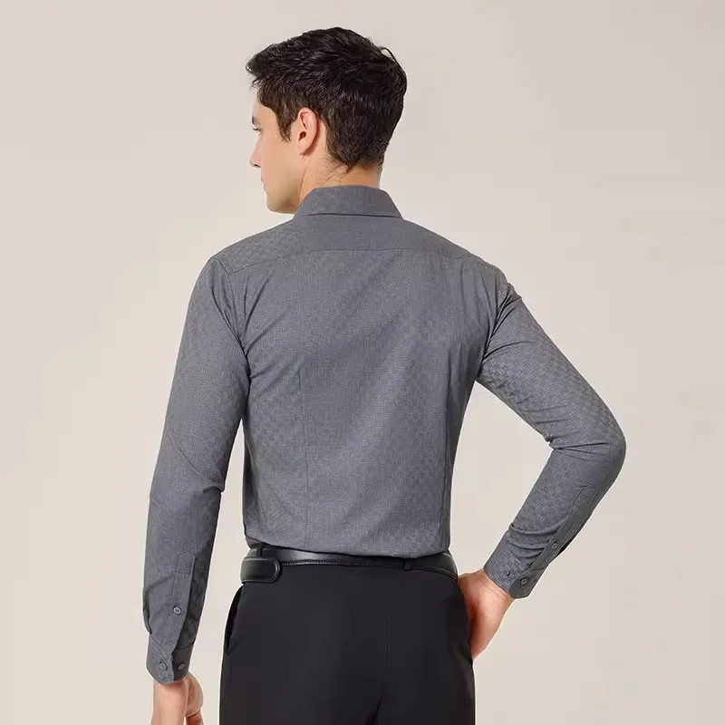 Koszula do tańca latynoskiego męska szara z długim rękawem nowoczesny walc topy do tańca towarzyskiego ubrania wysokiej jakości strój do tańca scenicznego