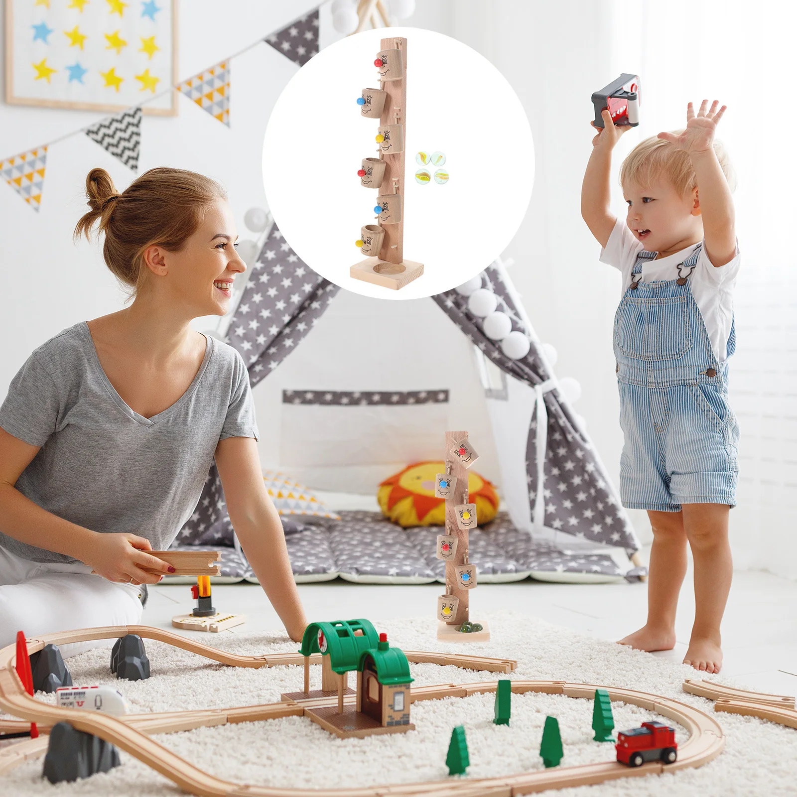 

1Set Glass Ball Rolling Clown Educational Ball Table Plaything Kids Training Game Hand Eye Coordination Early Learning