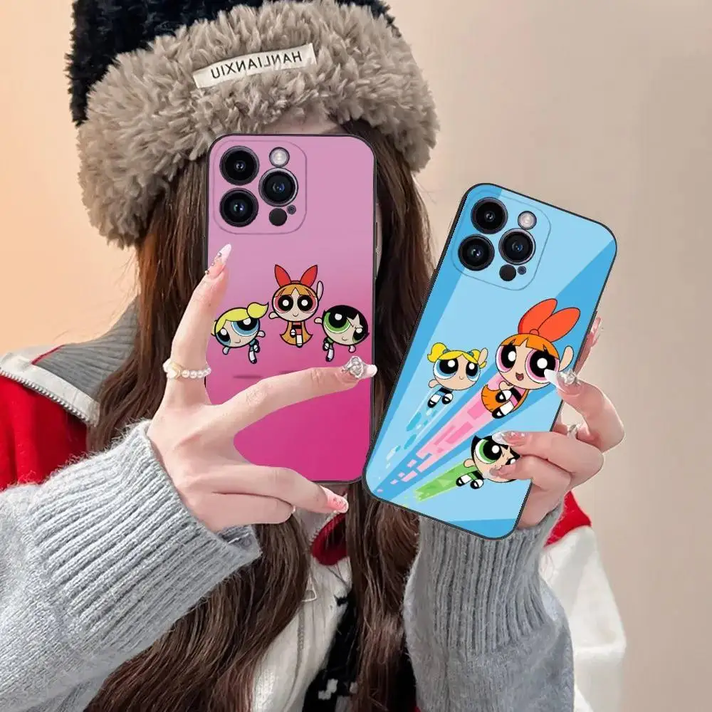 

The P-Powerpuff G-Girls Phone Case For iPhone 16,15,14,13,12,11,Pro,XS,Max,XR,Plus,E,SE4,Mini Black Fashion Cover