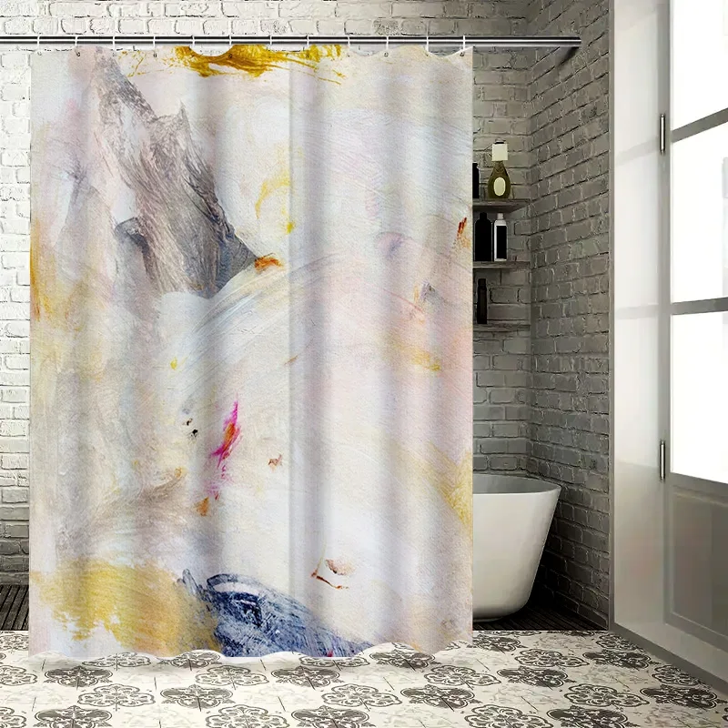 

Abstract Watercolor Shower Curtain Bathroom Decor Collection with Rod Pocket Design Yellow White Color Scheme (180 x 180 cm) [Sh