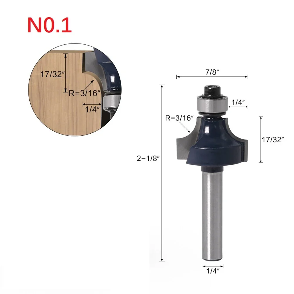 

1/4 Shank Corner Round Over Router Bit With Bearing Milling Cutter For Wood Woodwork Tool Tungsten Carbide Milling Cutter