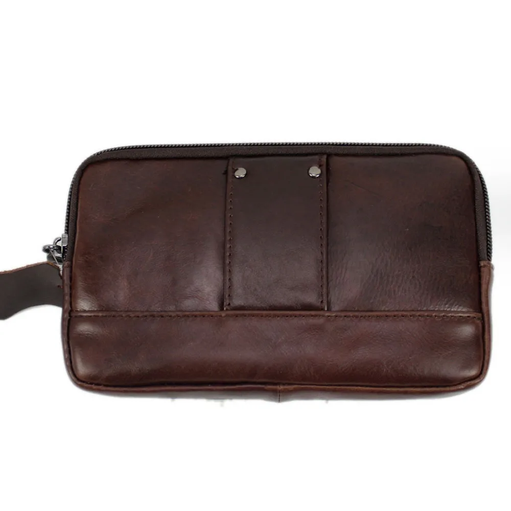 Men Genuine Leather Real Cowhide Cell Mobile Phone Case Cover Purse Cigarette Money Hip Belt Fanny Bag Waist Pack Father Gift