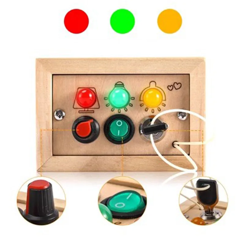 Montessori Christmas Busy Board Accessory Switch Socket Plug LED light Sensory Toys Wooden Educational Toys Control Travel Games