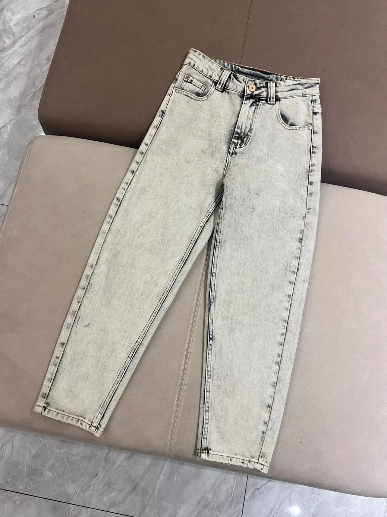 2024 New Women\'S Jeans Slim Versatile Casual Retro High-Waisted Tapered Denim Jeans Straight Pants Female