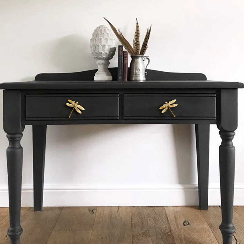 2pcs Brass Dragonfly Furniture Handle with Ceramic Accents - Premium Hardware for Cabinets & Drawers