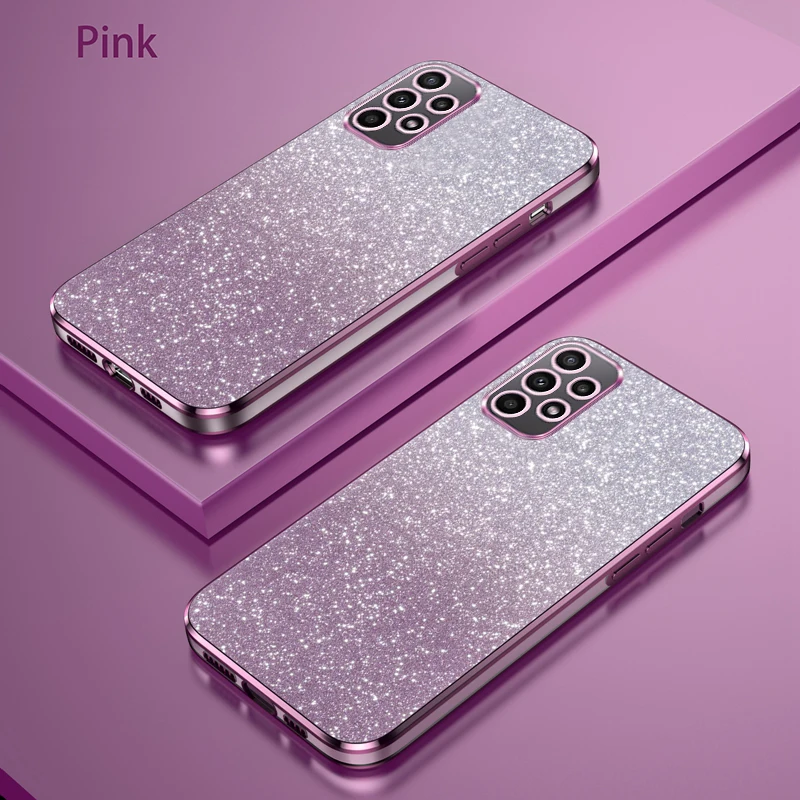 For Samsung Galaxy A73 5G Luxury Electroplated Glitter Case For Samsung A73 5G Soft TPU Bumper Transparent Phone Back Cover