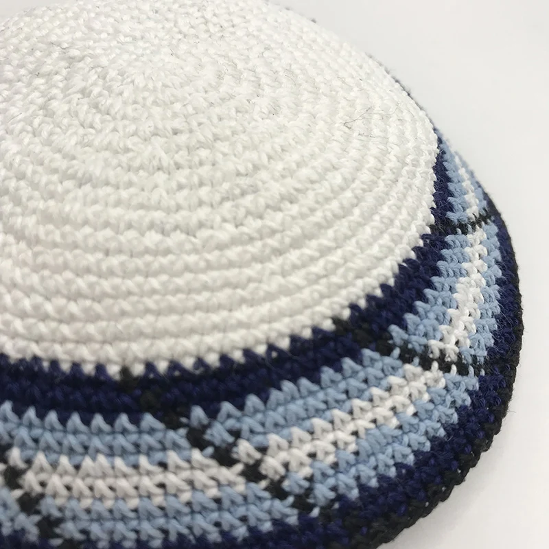 15cm/16cm/17cm Kippah Traditional Jewish Yarmulke Hand Made Knit Judaica Yamaka Kippot Hat for Men